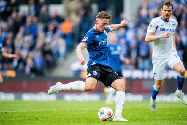 17 05 2026 Soccer, 2025 2026, 2 Bundesliga, 34 Matchday, DSC Arminia Bielefeld Hertha BSC Berlin Marius Wörl Bielefeld DFL REGULATIONS PROHIBIT ANY USE OF PHOTOGRAPHS AS IMAGE SEQUENCES AND OR QUASI VIDEO