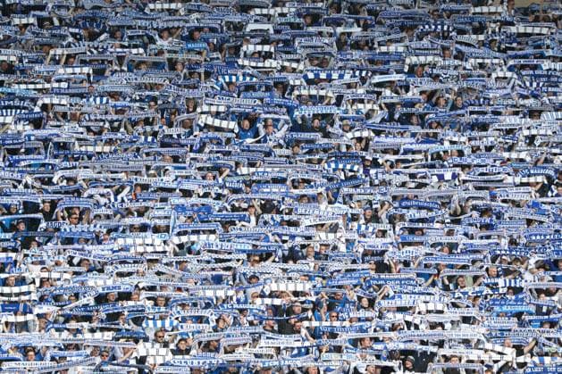 17 05 2026, xgox, Fussball 2 Bundesliga 1 FC Magdeburg 1 FC Kaiserslautern emspor, v l symbol photo, symbol image, symbol, fans, spectators, audience, Magdeburg DFL DFB REGULATIONS PROHIBIT ANY USE OF PHOTOGRAPHS as IMAGE SEQUENCES and or QUASI VIDEO Magdeburg