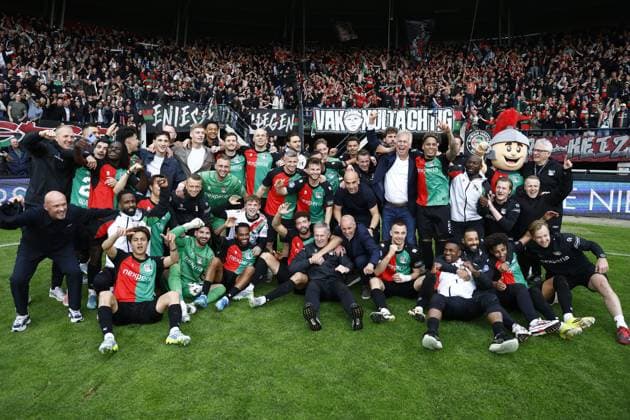 NIJMEGEN , 16-05-2026 , Stadium De Goffert , season 2025 2026 , Dutch Eredivisie football . match between NEC Nijmegen and Go Ahead Eagles, Picture shows NEC Nijmegen player after the match NEC - Go Ahead Eagles  x203760800x Copyright: