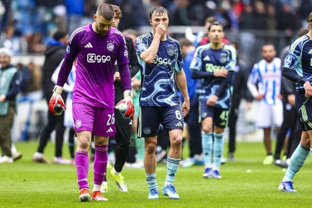 HEERENVEEN , 17-05-2026 , Abe Lenstra Stadium , season 2025 2026 , Dutch Eredivisie football , match between SC Heerenveen - Ajax , picture shows players of Ajax looks disappointed after the draw Heerenveen - Ajax  x203760991x Copyright: