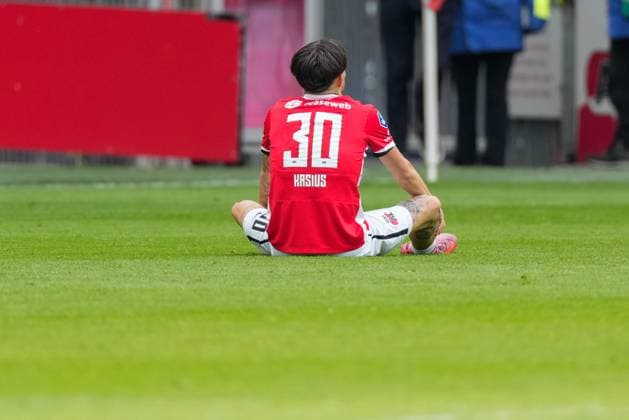 ALKMAAR , 17-05-2026 , AFAS stadium , season 2025 2026 , Dutch Eredivisie football , match between AZ and NAC Breda , Picture shows after the match AZ player Denso Kasius AZ - NAC  x203761059x Copyright: