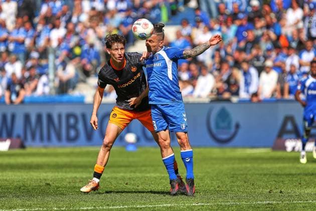 Magdeburg, Saxony-Anhalt, Germany, 17 05 2026 Avnet Arena 34 Matchday, Season 2025 26, 2 Soccer Bundesliga 1 FC Magdeburg 1 FC Kaiserslautern Leon Robinson 37, 1 FC Kaiserslautern and Baris Atik 23, 1 FC Magdeburg Copyright: xdtsxNachrichtenagenturx dts_119127