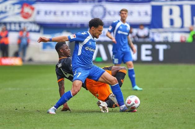 Magdeburg, Saxony-Anhalt, Germany, 17 05 2026 Avnet Arena 34 Matchday, Season 2025 26, 2 Soccer Bundesliga 1 FC Magdeburg 1 FC Kaiserslautern Maxwell Gyamfi 4, 1 FC Kaiserslautern and Herbert Bockhorn 7, 1 FC Magdeburg Copyright: xdtsxNachrichtenagenturx dts_119130