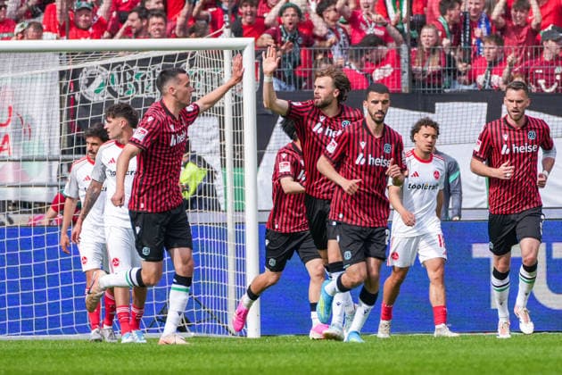 Germany Soccer 2 Bundesliga, Season 2025 26, Matchday 34, Hannover 96 vs 1 FC Nürnberg, 17 05 2026, Heinz von Heiden Arena Hannover, Lower Saxony Goal for 3 2 by Stefan Teitur Thordarson, Stefan Teitur Thordarson Hannover 96, 23 Joy Cheering Emotions Copyright: xLeonxFrickx