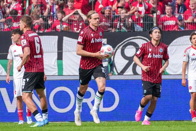 Germany Soccer 2 Bundesliga, Season 2025 26, Matchday 34, Hannover 96 vs 1 FC Nürnberg, 17 05 2026, Heinz von Heiden Arena Hannover, Lower Saxony Goal for 3 2 by Stefan Teitur Thordarson, Stefan Teitur Thordarson Hannover 96, 23 Joy Cheering Emotions Copyright: xLeonxFrickx