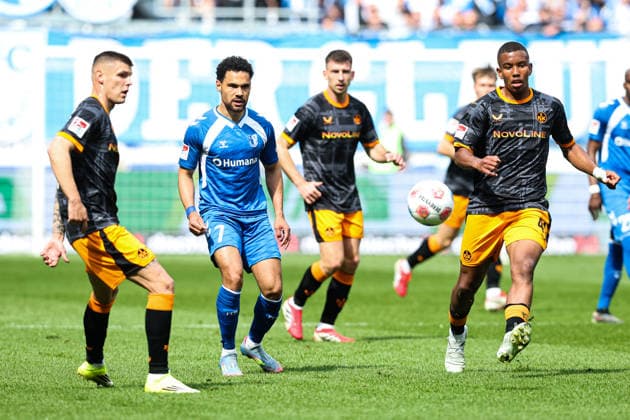 Herbert Bockhorn 1 FC Magdeburg,7 vs Maxwell Gyamfi 1 FC Kaiserslautern,4 2 Soccer Bundesliga Season 2025 2026 1 FC Magdeburg vs 1 FC Kaiserslautern at the Avnet Arena in Magdeburg Action,Soccer,Man,Men,Germany,17 05 2026