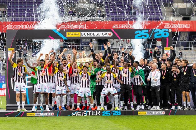 SOCCER - BL, A.Wien vs LASK VIENNA,AUSTRIA,17.MAY.26 - SOCCER - ADMIRAL Bundesliga, championship group, FK Austria Wien vs Linzer ASK. Image shows the rejoicing of LASK.  GEPAxpictures xPhilippxBrem
