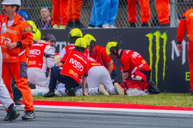 Alex Marquez (73 ESP Gresini Racing) suffers a serious accident during the race at the MotoGP Catalonia Grand Prix 2026 in Montmelo Spain on 17 May 2026 Cordon Press 