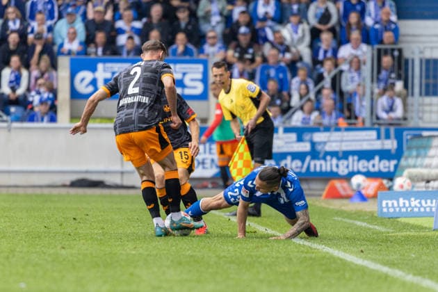 Germany 2 Bundesliga, Matchday 34, Season 2025 2026, 1 FC Magdeburg vs 1 FC Kaiserslautern Avnet Arena Magdeburg Atik Baris 1 FC Magdeburg, 23 in duel against Asta Simon 1 FC Kaiserslautern, 2 , Skyttä Naatan 1 FC Kaiserslautern, 15 Copyright: xMichellexLukax