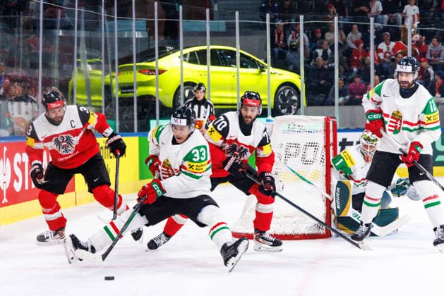Ice hockey, Eishockey - IIHF WC 2026 ZURICH,SWITZERLAND,17.MAY.26 - ICE HOCKEY - IIHF Ice Hockey World Championship, WM, Weltmeisterschaft 2026, group stage, Austria vs Hungary. Image shows Peter Schneider (AUT), Milan Horvath (HUN) and Benjamin Nissner (AUT).  GEPAxpictures xMaticxKlansek