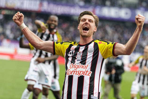 SOCCER - BL, A.Wien vs LASK VIENNA,AUSTRIA,17.MAY.26 - SOCCER - ADMIRAL Bundesliga, championship group, FK Austria Wien vs Linzer ASK. Image shows the rejoicing of Kasper Joergensen (LASK).  GEPAxpictures xArminxRauthner