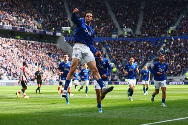 Merlin Röhl of Everton celebrates scoring to make it 1-0 Everton v Sunderland, Premier League, Football, Hill Dickinson Stadium, Liverpool, UK - 17 May 2026Liverpool Hill Dickinson Stadium United Kingdom EDITORIAL USE ONLY No use with unauthorised audio, video, data, fixture lists, club league logos or live services. Online in-match use limited to 120 images, no video emulation. No use in betting, games or single club league player publications. Copyright: xPaulxCurrie Shutterstockx 16877456ba