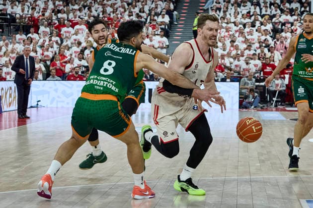 German Basketball Bundesliga BBL , FC Bayern Munich Basketball vs VET CONCEPT GLADIATORS Trier, Munich FC Bayern Basketball, Trier VET CONCEPT GLADIATORS, 2026 05 17 in Munich SAP Garden sportworld Munich SAP Garden Bayern Germany