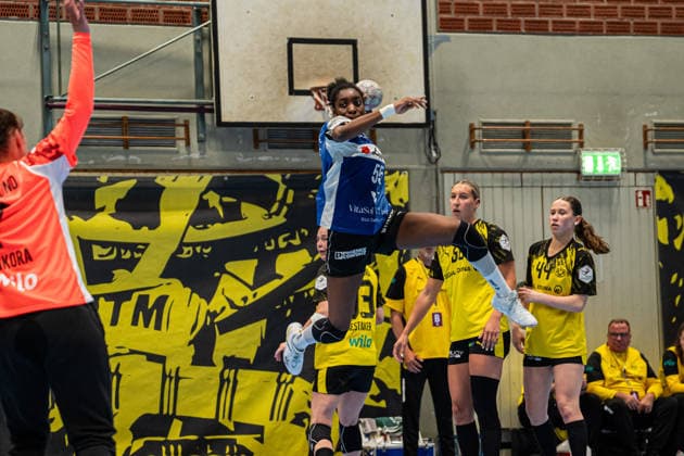 HSG Blomberg Lippe GER vs Borussia Dortmund GER Handball, 1 Handball Bundesliga Women, Final, Match 1, 17 5 2026, Season 2025 2026, Dortmund Farrelle Njinkeu HSG Blomberg Lippe, 55 in goal throw Dortmund Sporthalle Wellinghofen Germany