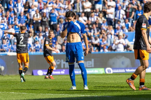 Germany 2 Bundesliga, Matchday 34, Season 2025 2026, 1 FC Magdeburg vs 1 FC Kaiserslautern Avnet Arena Magdeburg Hugonet Jean 1 FC Magdeburg, 24 Copyright: xMichellexLukax