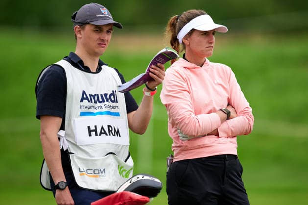 GER, Winsen Luhe , Amundi German Masters, Ladies European Tour LET , 14 05 17 05 2026 , Green Eagle Golf Courses, Round 4, Leonie Harm Germany , Winner of the AMUNDI German Masters, Round 4, Saturday 17 05 2026,Round 4, with caddy, GER, Winsen Luhe , Amundi German Masters, Ladies European Tour LET , 14 05 17 05 2026 , Green Eagle Golf Courses, Copyright: xClaudiusxRauchx
