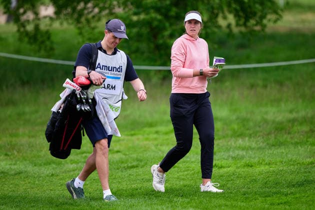 GER, Winsen Luhe , Amundi German Masters, Ladies European Tour LET , 14 05 17 05 2026 , Green Eagle Golf Courses, Round 4, Leonie Harm Germany , Winner of the AMUNDI German Masters, Round 4, Saturday 17 05 2026,Round 4, with caddy, GER, Winsen Luhe , Amundi German Masters, Ladies European Tour LET , 14 05 17 05 2026 , Green Eagle Golf Courses, Copyright: xClaudiusxRauchx
