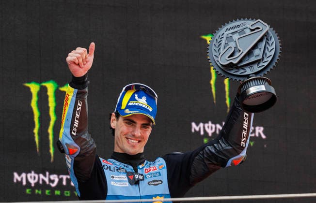 RECORD DATE NOT STATED 17th May 2026; Circuit de Barcelona, Barcelona, Catalonia, Spain; 2026 MotoGP of Catalunya Race Day;podium ceremony, 3rd place Fermin Aldeguer of the Bk8 Gresini Racing Motogp team celebrates PabloxGuillen