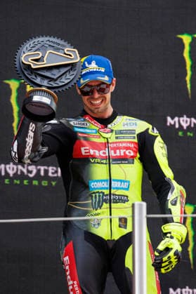 RECORD DATE NOT STATED 17th May 2026; Circuit de Barcelona, Barcelona, Catalonia, Spain; 2026 MotoGP of Catalunya Race Day; podium ceremony, winner Fabio Di Giannantonio of the Pertamina Enduro Vr46 Racing Team celebrates PabloxGuillen