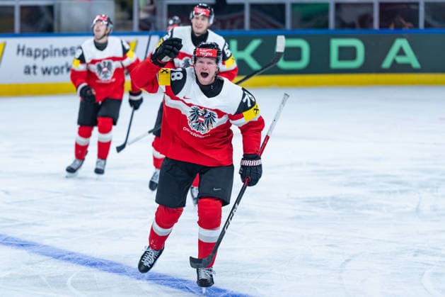 ZURICH, SWITZERLAND - MAY 17: Thimo Nickl (Austria, 78) during his goal celebration during the Preliminary Round - Group A Match 13 between Austria and Hungary at the IIHF Ice hockey, Eishockey World Championship, WM, Weltmeisterschaft 2026, Swiss Life Arena on May 17, 2026 in Zurich, Switzerland. Zurich Switzerland Copyright: xTimoxSteinx