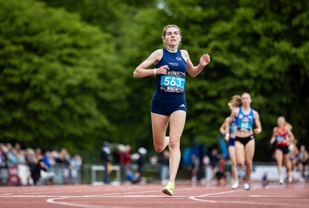 35 International Runners Meeting Pliezhausen, 17 05 2026 On the finish line Vera Petrykowski GER Cologne Athletics wins the womens 3000m 35 International Runners Meeting on 17 05 2026 at the Schönbuchstadion in Pliezhausen Baden Württemberg Copyright: xBEAUTIFULxSPORTS R.xSchmittx