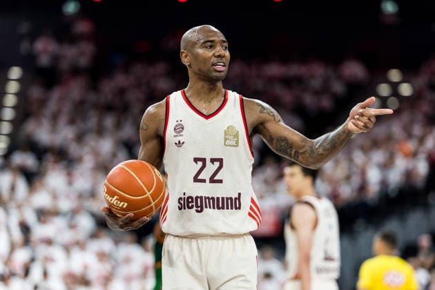 MUNICH, GERMANY - MAY 17: Isiaha Mike (FC Bayern Muenchen, 22) gestures during the easyCredit Basketball Bundesliga Playoffs Quarterfinal Game 1 between FC Bayern Muenchen vs. Vet-Concept Gladiators Trier at SAP Garden on match 1 of the Playoffs Quarterfinals Best of Five of easyCredit Basketball Bundesliga on May 17, 2026 in Munich, Germany. Bavaria Germany Copyright: xSteffiexWunderlx