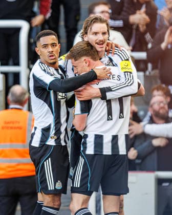 17th May 2026; St James Park, Newcastle, England; Premier League Football, Newcastle United versus West Ham United; Nick Woltemade of Newcastle United celebrates scoring opening goal of the game on 15mins to make it Newcastle United 1 - 0 West Ham United WMxSportsxMedia