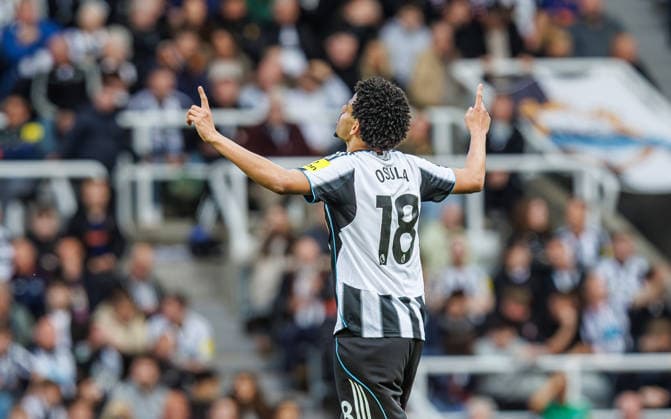 17th May 2026; St James Park, Newcastle, England; Premier League Football, Newcastle United versus West Ham United; William Osula of Newcastle United celerbates Newcastle Uniteds second goal of the game on 19 mins to make it Newcastle United 2 - 0 West Ham United WMxSportsxMedia