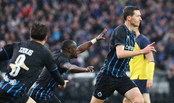 Club s Hans Vanaken celebrates after scoring during a game between Belgian soccer team Club Brugge KV and Royale Union Saint-Gilloise, Sunday 17 May 2026 in Brugge, on day 8 of the Champion s Play-Off (PO 1) competition of the Jupiler Pro League. VIRGINIExLEFOUR x174182831x