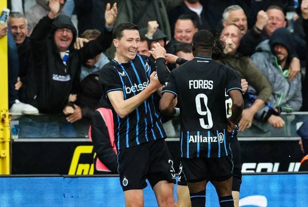 Club s Hans Vanaken celebrates after scoring during a game between Belgian soccer team Club Brugge KV and Royale Union Saint-Gilloise, Sunday 17 May 2026 in Brugge, on day 8 of the Champion s Play-Off (PO 1) competition of the Jupiler Pro League. BRUNOxFAHY x174183034x
