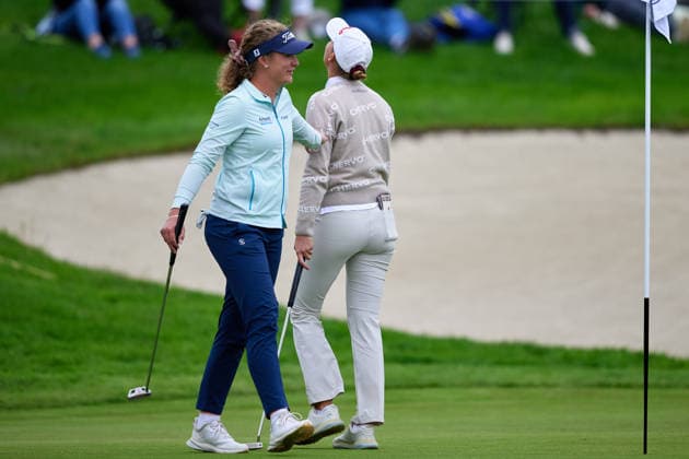 GER, Winsen Luhe , Amundi German Masters, Ladies European Tour LET , 14 05 17 05 2026 , Green Eagle Golf Courses, Round 4, Sara Kouskova Czech Republic , Alexandra Foersterling Germany , Hole 18, Round 4, Saturday 17 05 2026, GER, Winsen Luhe , Amundi German Masters, Ladies European Tour LET , 14 05 17 05 2026 , Green Eagle Golf Courses, Copyright: xClaudiusxRauchx