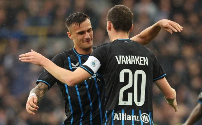 Club s Hans Vanaken celebrates after scoring during a game between Belgian soccer team Club Brugge KV and Royale Union Saint-Gilloise, Sunday 17 May 2026 in Brugge, on day 8 of the Champion s Play-Off (PO 1) competition of the Jupiler Pro League. VIRGINIExLEFOUR x174183962x
