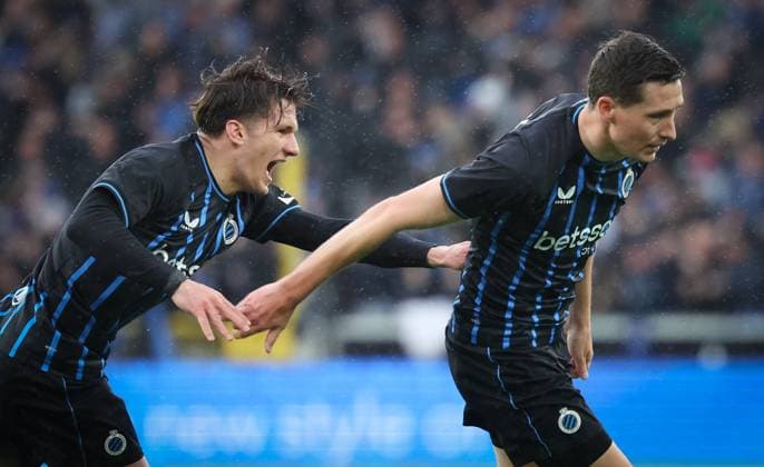 Club s Hans Vanaken celebrates after scoring during a game between Belgian soccer team Club Brugge KV and Royale Union Saint-Gilloise, Sunday 17 May 2026 in Brugge, on day 8 of the Champion s Play-Off (PO 1) competition of the Jupiler Pro League. VIRGINIExLEFOUR x174184073x