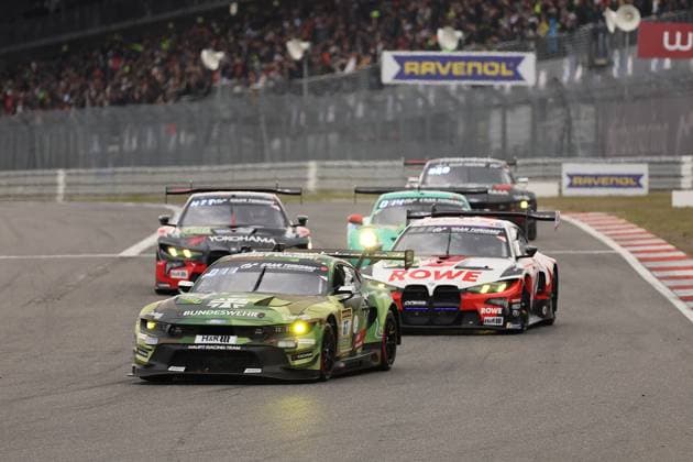 67 Dennis Olsen NOR Christopher Mies Erkrath GER Frederic Vervisch BEL Frank Stippler Bad Muenstereifel GER , Ford Mustang GT3, Team HRT Ford Racing GER ahead of 1 Augusto Farfus BRA Raffaelo Marcello CHF Jordan Pepper RSA Kelvin Van Der Linde RSA , BMW M4 GT3 Evo, Team Rowe Racing GER GER, Motorsport, 54 ADAC Ravenol 24H Race Nuerburgring 2025, Race, Nuerburg, 17 05 2026 GER, Motorsport, 54 ADAC Ravenol 24H Race Nuerburgring 2025, Race, Nuerburg, 17 05 2026 Nuerburg Copyright: xEibner-Pressefoto JuergenxAugstx EP_JAT