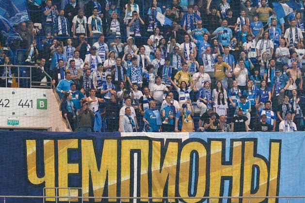 RUSSIA, ROSTOV-ON-DON - MAY 17, 2026: Zenit St Petersburg s fans celebrate their team s victory in a 2025 26 Russian Premier League Round 30 football match against FC Rostov at Rostov Arena. Erik Romanenko TASS  92634464