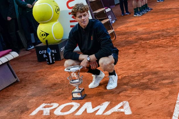 Jannik Sinner of Italy poses with the tropy as he celebrates the victory of the Internazionali BNL d Italia 2026 tennis tournament at Foro Italico in Rome (Italy) on May, 17, 2026. AntoniettaxBaldassarre