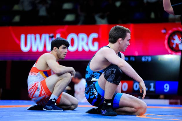 U17 Wrestling European Championships 71kg FS Avetik Tutkhalyan ARM df Bohdan Kvantaliani GEO Copyright: xKostadinxAndonov xUnitedxWorldxWrestlingx Kostadin Andonov United World Wrestling