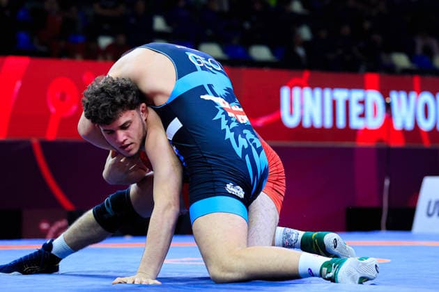 U17 Wrestling European Championships 92kg FS Nuradin Mustafaev GEO df Elgun Karimli AZE Copyright: xKostadinxAndonov xUnitedxWorldxWrestlingx Kostadin Andonov United World Wrestling