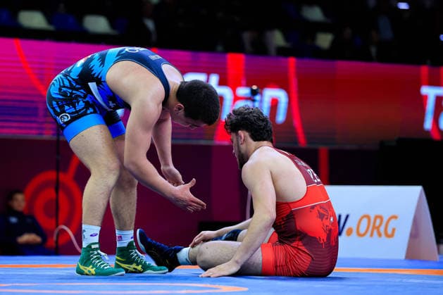 U17 Wrestling European Championships 92kg FS Nuradin Mustafaev GEO df Elgun Karimli AZE Copyright: xKostadinxAndonov xUnitedxWorldxWrestlingx Kostadin Andonov United World Wrestling