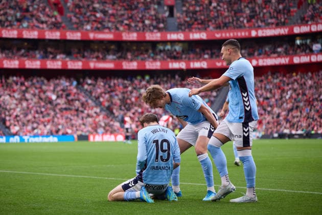 May 17, 2026, Bilbao, Vizcaya, SPAIN: Williot Swedberg of RC Celta de Vigo celebrates after scoring the team s first goal during the LaLiga EA Sports match between Athletic Club and RC Celta de Vigo at San Mames on May 17, 2026, in Bilbao, Spain. Athletic Club De Bilbao V RC Celta De Vigo - LaLiga EA Sports  - ZUMAa181 20260517_zaa_a181_114 Copyright: xRicardoxLarreinax