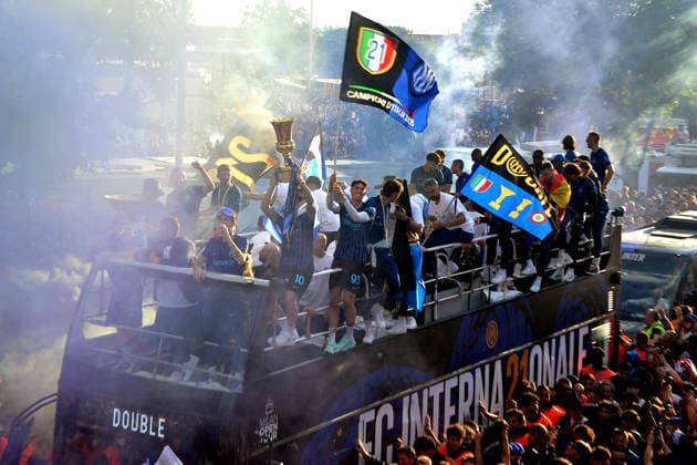 Sport Bilder des Tages foto Mario Romano IPP Milano 17 05 2026 Festa Inter nella foto il pullman dell’ Inter all’ uscita dello stadio Meazza Italy Photo Press - World Copyright italy ITALY  Copyright: xR4924_italyphotopressx