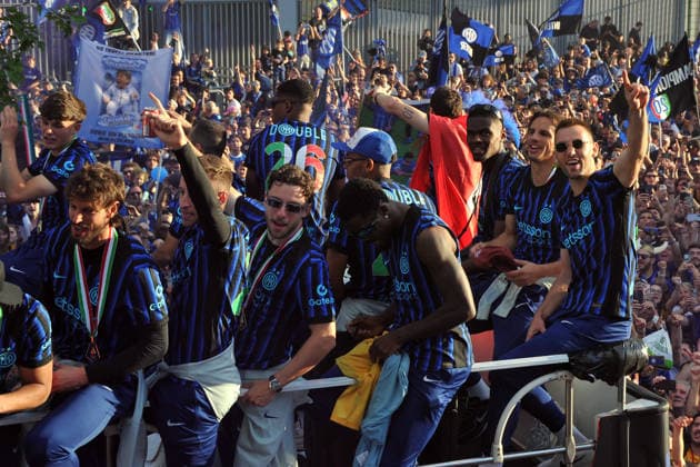 foto Mario Romano IPP Milano 17 05 2026 Festa Inter nella foto il pullman dell’ Inter all’ uscita dello stadio Meazza Italy Photo Press - World Copyright italy ITALY  Copyright: xR4924_italyphotopressx