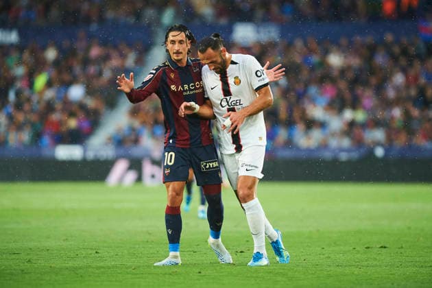 Pablo Martinez Levante UD and Vedat Muriqi RCD Mallorca during the LaLiga EA Sports match between Levante UD and RCD Mallorca at Ciudad de Valencia on May 17, 2026 in Valencia, Spain Photo by Maria Jose Segovia DeFodi Images