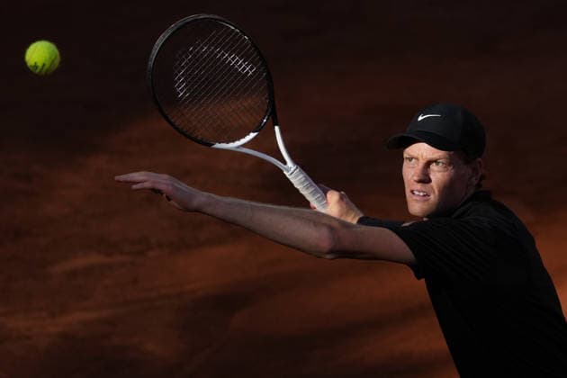 Sport Bilder des Tages Jannik Sinner of Italy in action during the match against Casper Ruud of Norway at the Internazionali BNL d Italia 2026 tennis tournament at Foro Italico in Rome (Italy) on May, 17, 2026. AntoniettaxBaldassarre