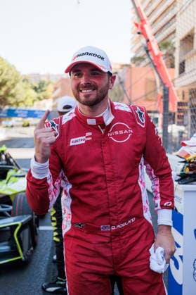 2026 FORMULA E MONACO ePRIX ROWLAND Oliver (gbr), Nissan Formula E Team, Nissan e-4ORCE 05, portrait at the podium, portrait during the Monaco ePrix, 9th and 10th round of the 2025-26 ABB FIA Formula E World Championship, WM, Weltmeisterschaft on the Circuit de Monaco from Mai 16 to 17, 2026 in Monte-Carlo, Monaco -  Copyright: xGERMAINxHAZARDx