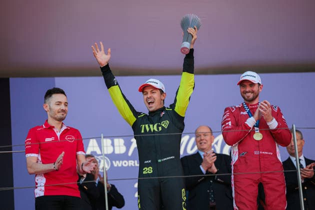 2026 FORMULA E MONACO ePRIX DRUGOVICH Felipe (bra), Andretti Formula E, Porsche 99X Electric, portrait at the podium, portrait during the Monaco ePrix, 9th and 10th round of the 2025-26 ABB FIA Formula E World Championship, WM, Weltmeisterschaft on the Circuit de Monaco from Mai 16 to 17, 2026 in Monte-Carlo, Monaco -  Copyright: xGERMAINxHAZARDx