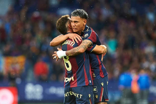 Kevin Arriaga Levante UD celebrates after scoring his team˜s second goal during the LaLiga EA Sports match between Levante UD and RCD Mallorca at Ciudad de Valencia on May 17, 2026 in Valencia, Spain Photo by Maria Jose Segovia DeFodi Images