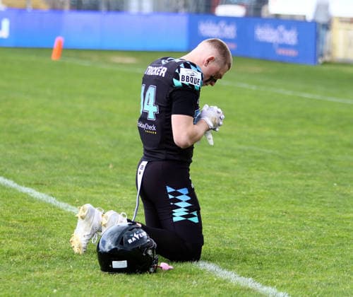 Konstantin STRICKER Munich , before the game, European Football Alliance, Munich Ravens vs Raiders Tirol, Munich, Gruenwalder Stadion, 17 05 26 Copyright: WolfgangxFehrmann
