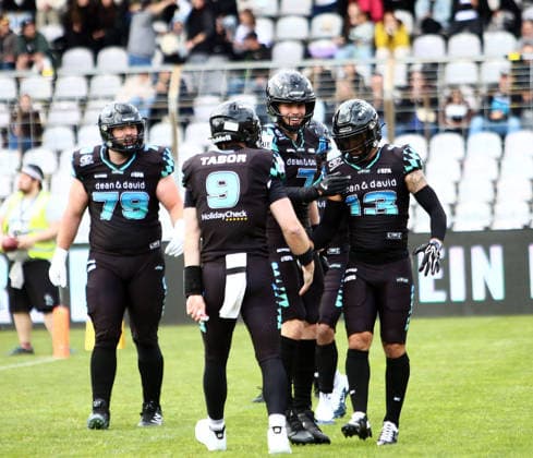 Joy at the Munich Ravens, European Football Alliance, Munich Ravens vs Raiders Tirol, Munich, Gruenwalder Stadion, 17 05 26 Copyright: WolfgangxFehrmann