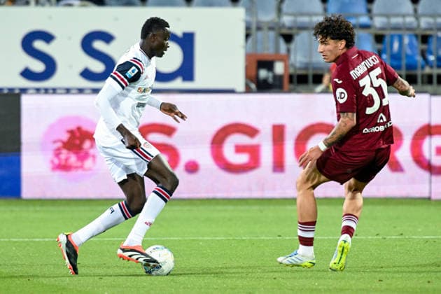 Cagliari s Paul Mendy in action during the Serie A soccer match between Cagliari Calcio and Torino at the Unipol Domus in Cagliari, Sardinia - Sunday 17th May. - Soccer  Copyright: x Â®xGianlucaxZuddas LaPressex